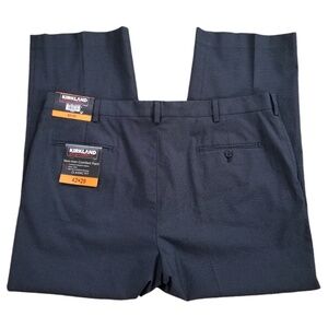 Kirkland‎ Signature Men's Black Easy Care Classic Fit Trouser Pants Size 42 NEW